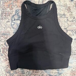ALO Yoga Black Crop Sports Tank Top